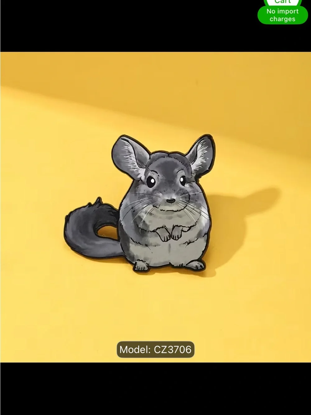 Cute Gray Chinchilla Pin - Small Pets Accessory